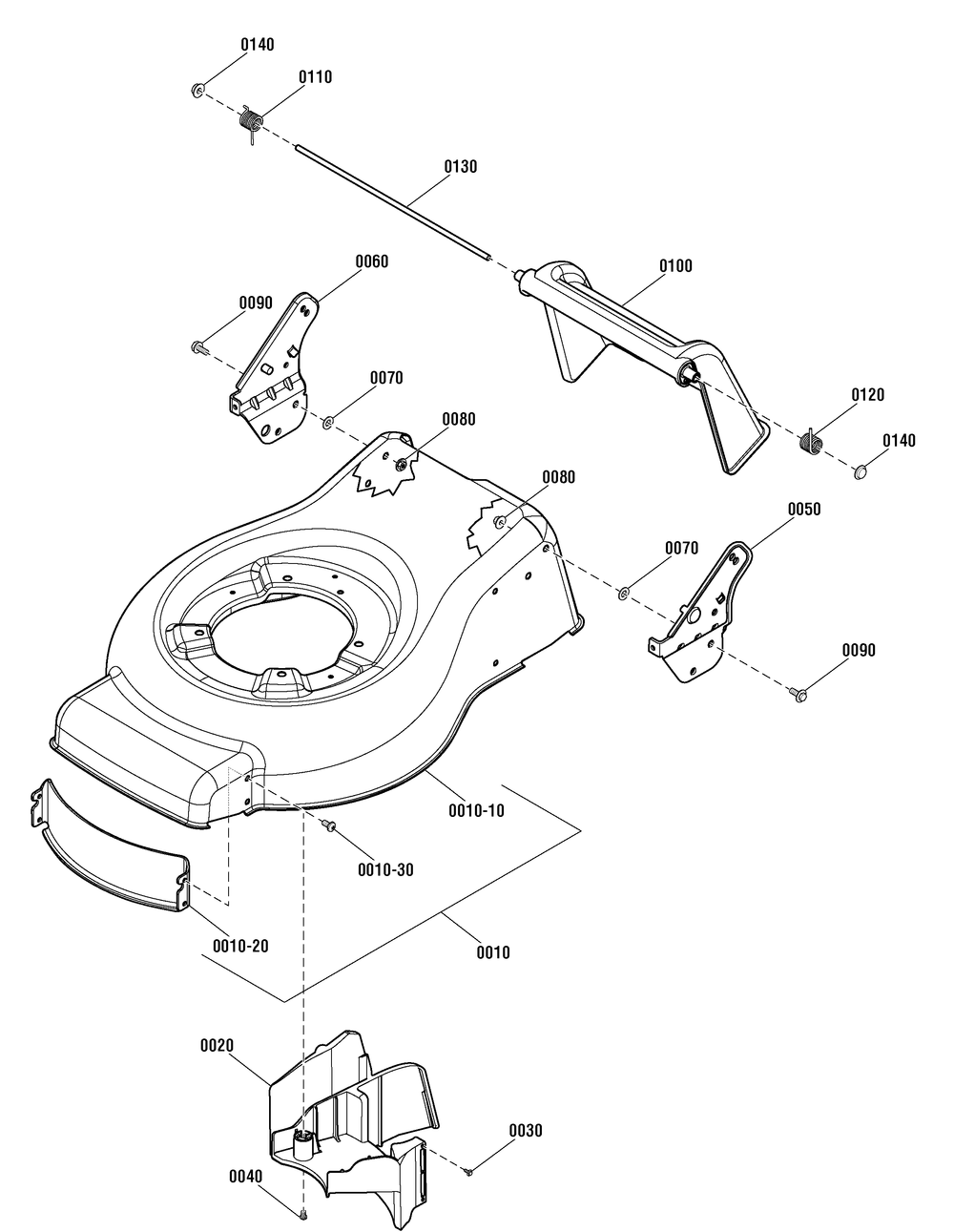 Deck Housing Group (881326) Diagram and Parts List for 881579-CXM550E 2013 Briggs and Stratton Lawn Mower